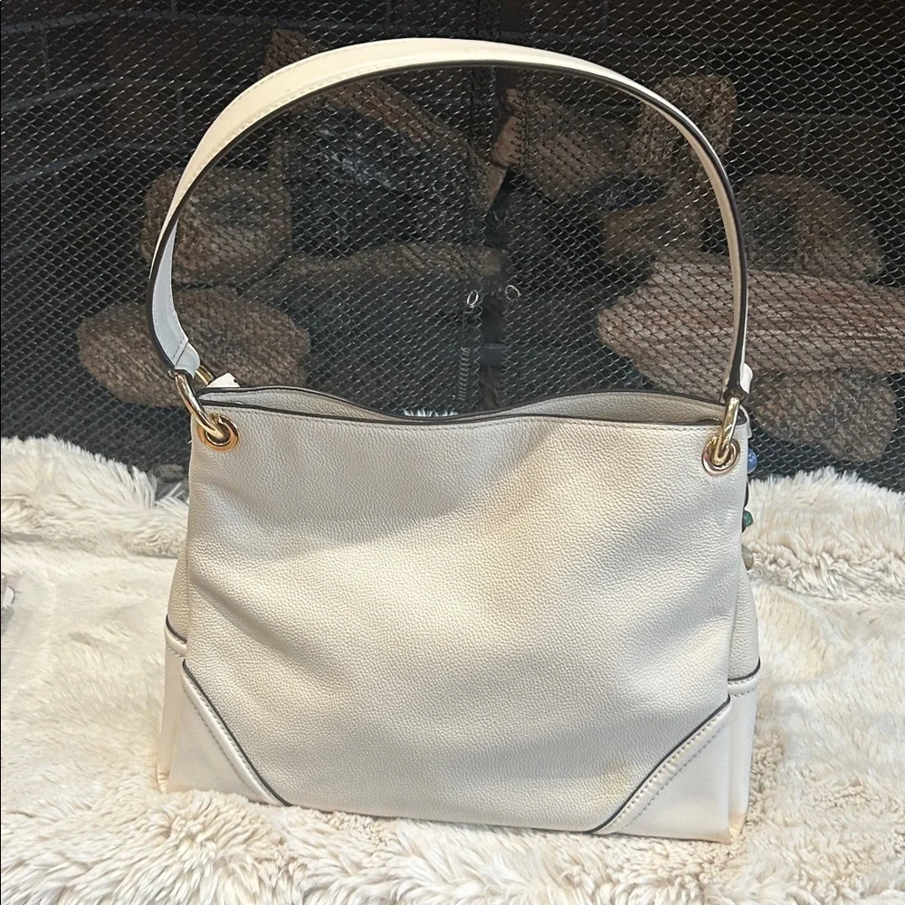 Michael Kors Creme Shoulder Bag with Gold Details